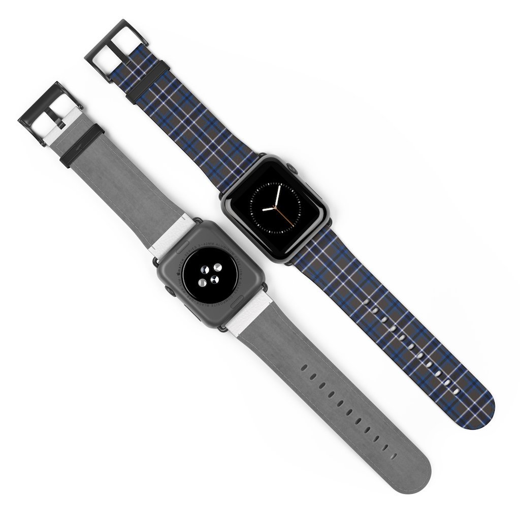 Grey Blue Tartan plaid Apple Watch Band TaraHuntDesigns