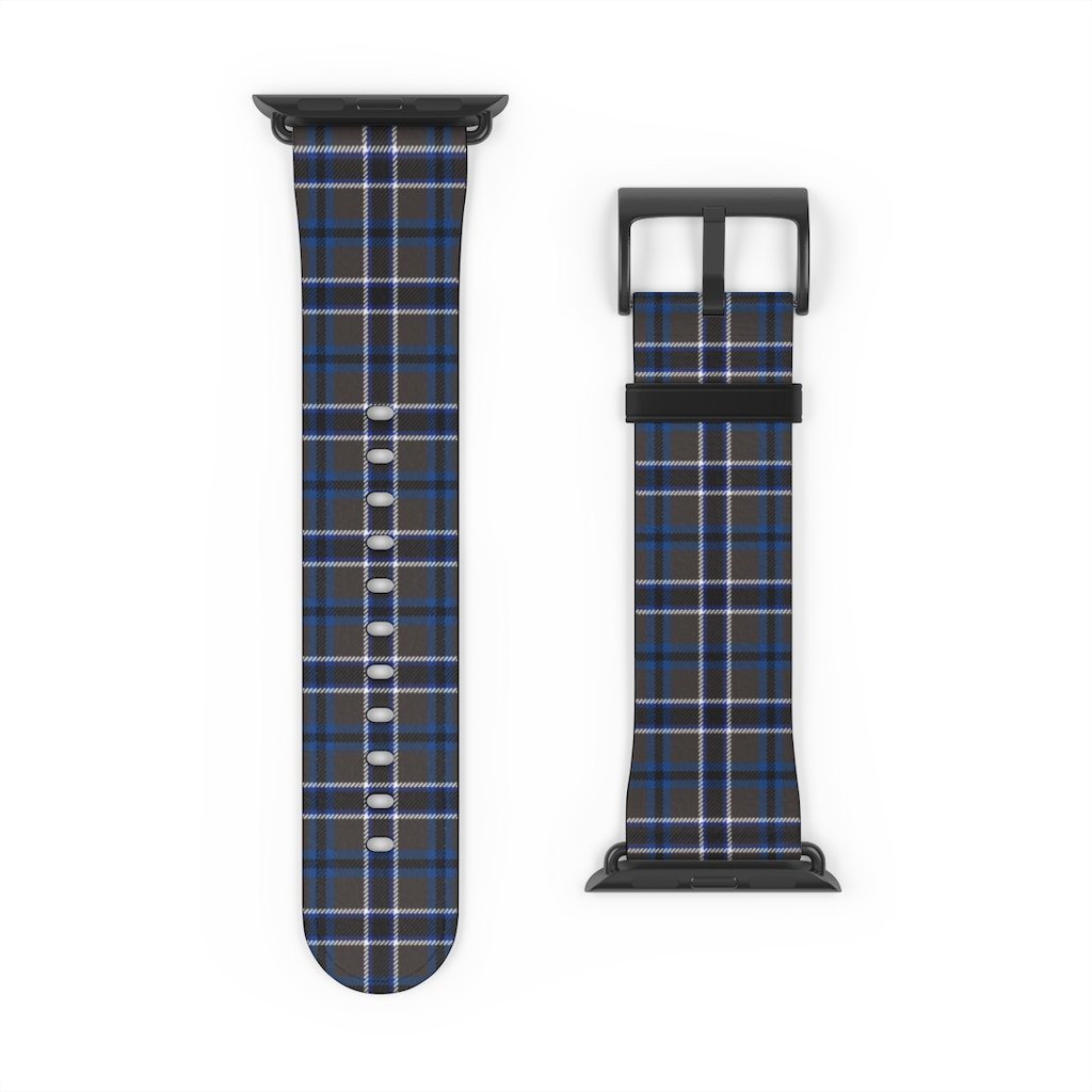 Grey Blue Tartan plaid Apple Watch Band TaraHuntDesigns