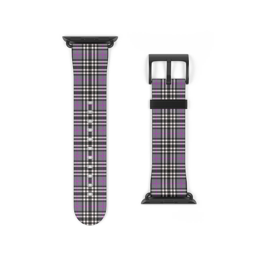 Grey & Pink Tartan plaid Apple Watch Band-Accessories-TaraHuntDesigns