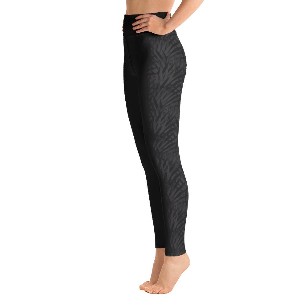 Ladies 4-Way Stretch Yoga Leggings-Black Palm-TaraHuntDesigns