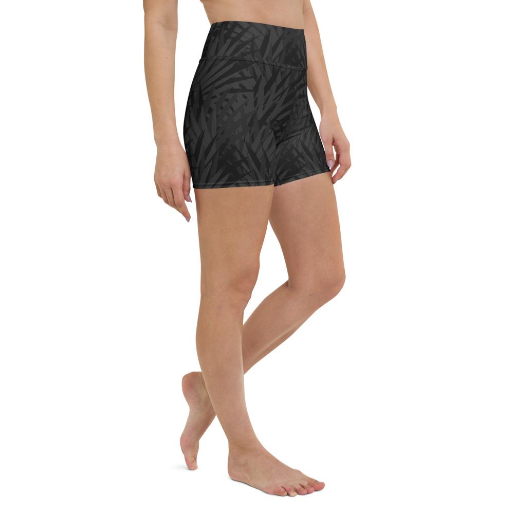 Ladies Bike/Yoga Shorts-Black Palm-TaraHuntDesigns