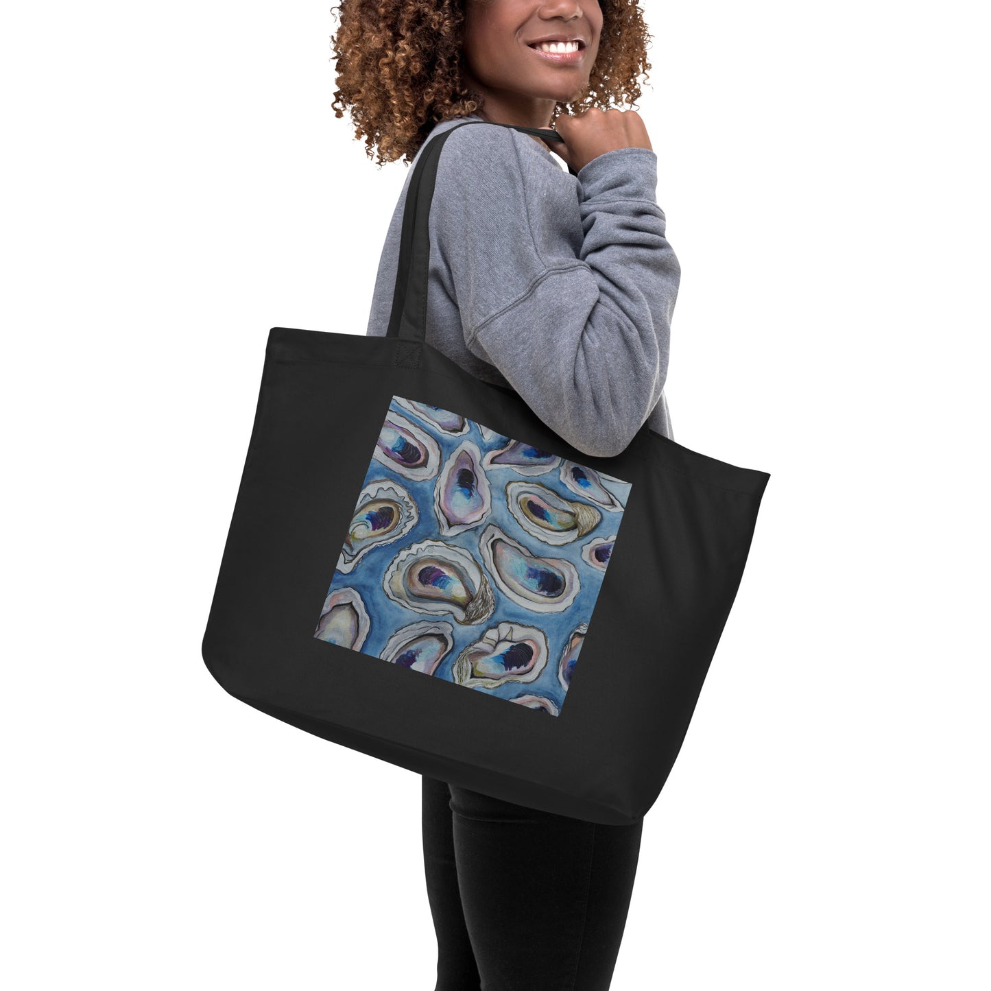 Large organic tote bag-Blue Oyster