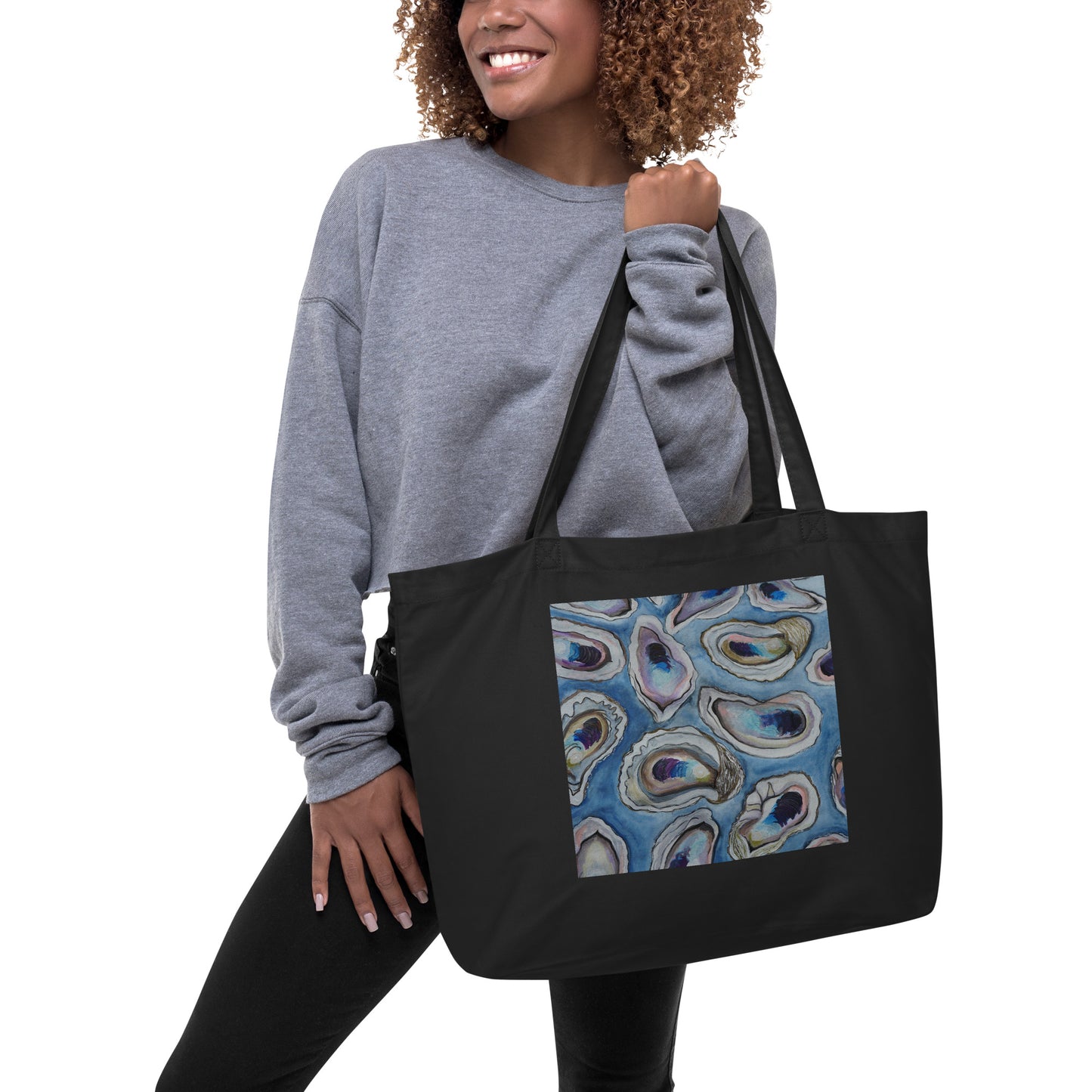 Large organic tote bag-Blue Oyster