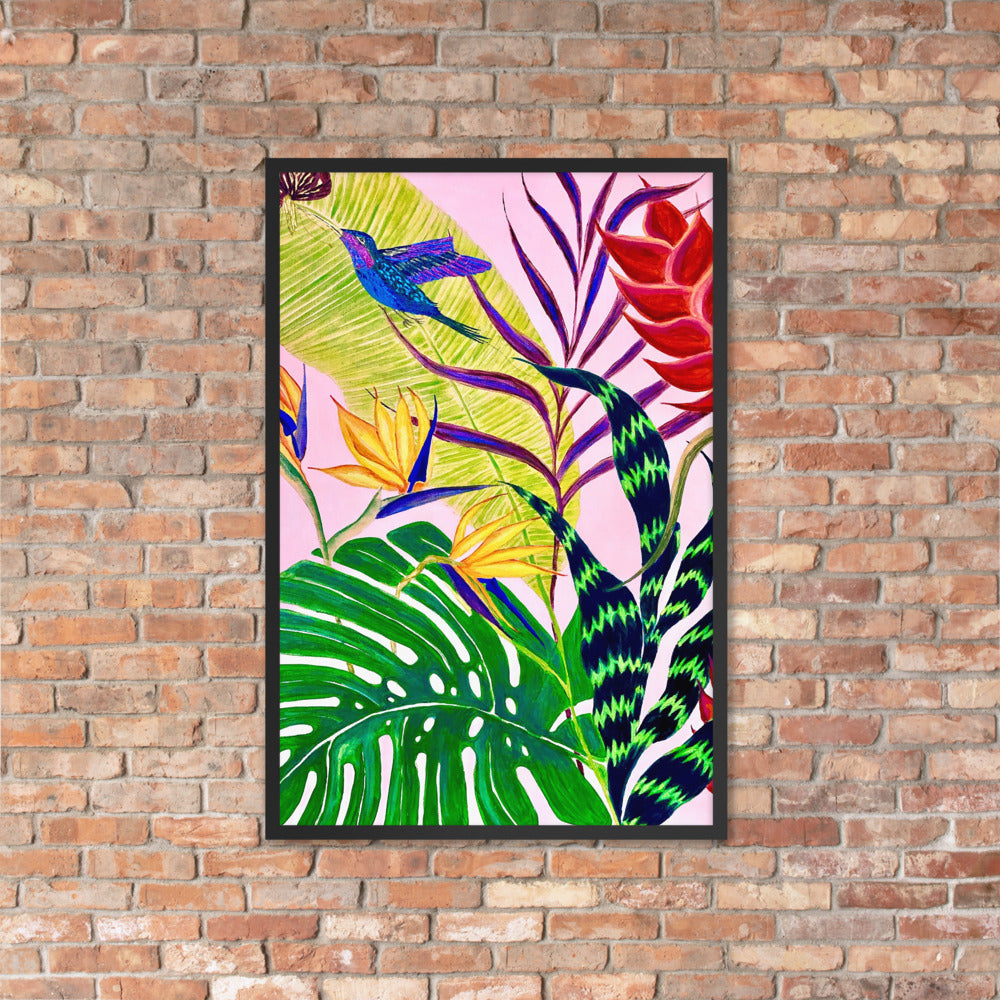 Bird of Paradise Botanical Print Framed poster-Framed Art Poster-TaraHuntDesigns