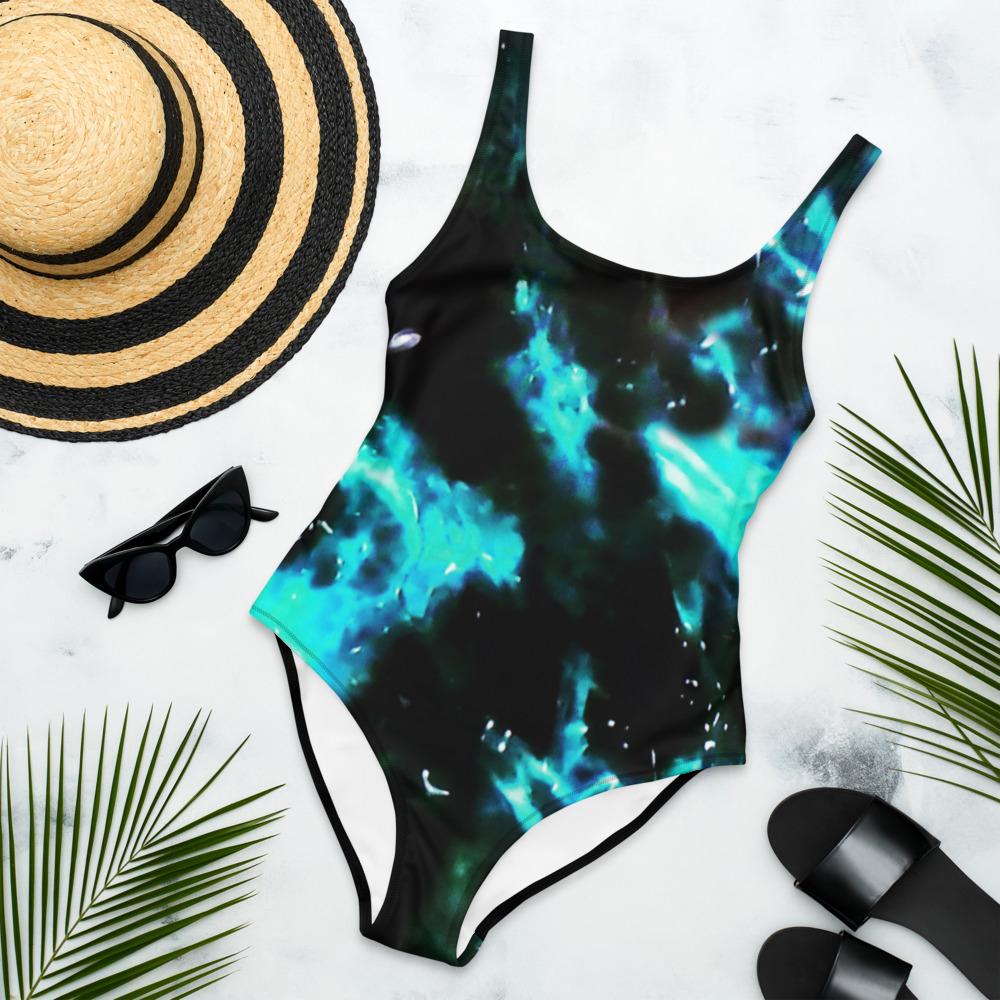 Teal Cenote One-piece Swimsuit-Women's Bathing suits-TaraHuntDesigns