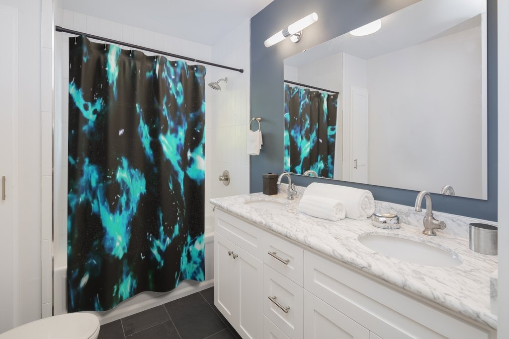 Teal Cenote Shower Curtain-Home Decor-TaraHuntDesigns