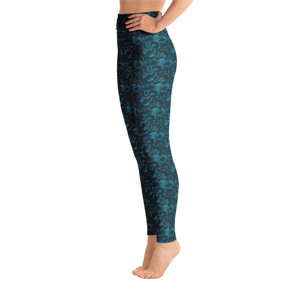 Teal Marble 4 way stretch Leggings with pocket-TaraHuntDesigns