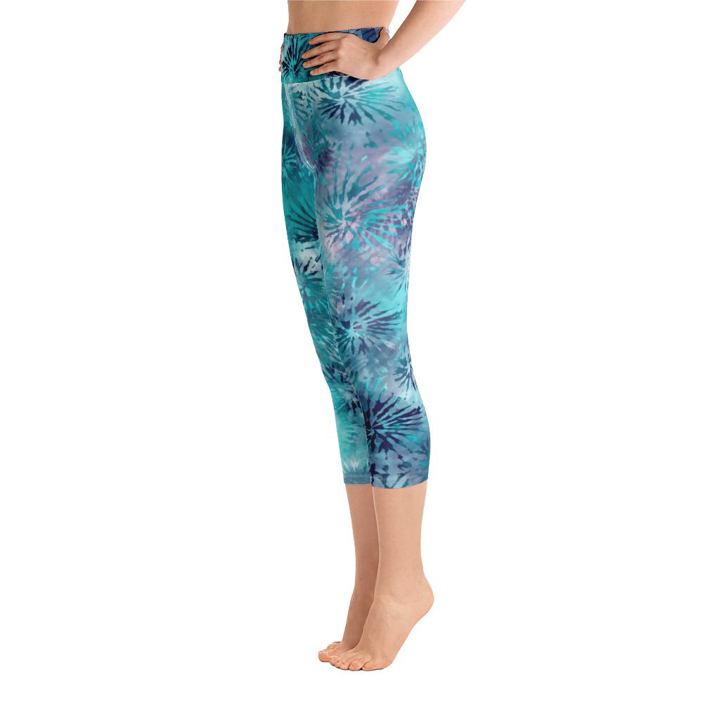 Tie-Dye Ladies Yoga Capri Leggings-Waterscape-TaraHuntDesigns