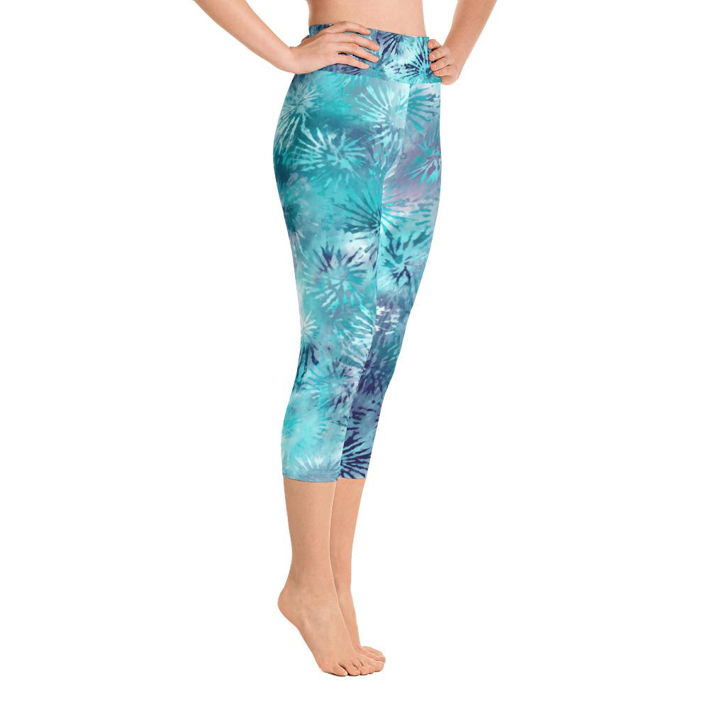 Tie-Dye Ladies Yoga Capri Leggings-Waterscape-TaraHuntDesigns