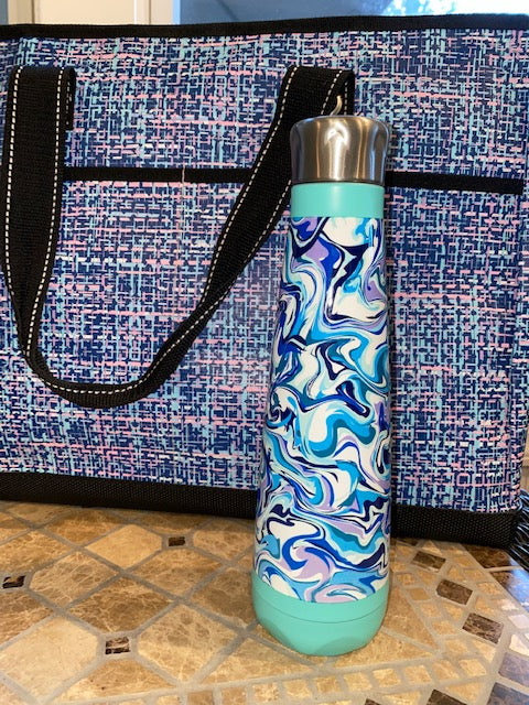 Acrylic Pour Blue Peristyle Water Bottle